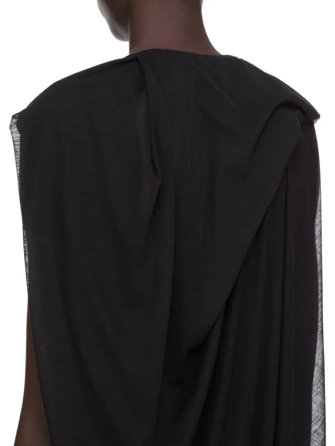 ABITO RICK OWENS CONCORDIANS NOUVEAU FW25 IN JERSEY DI LANA TRASPARENTE NERO. RP02E4574JWR-09