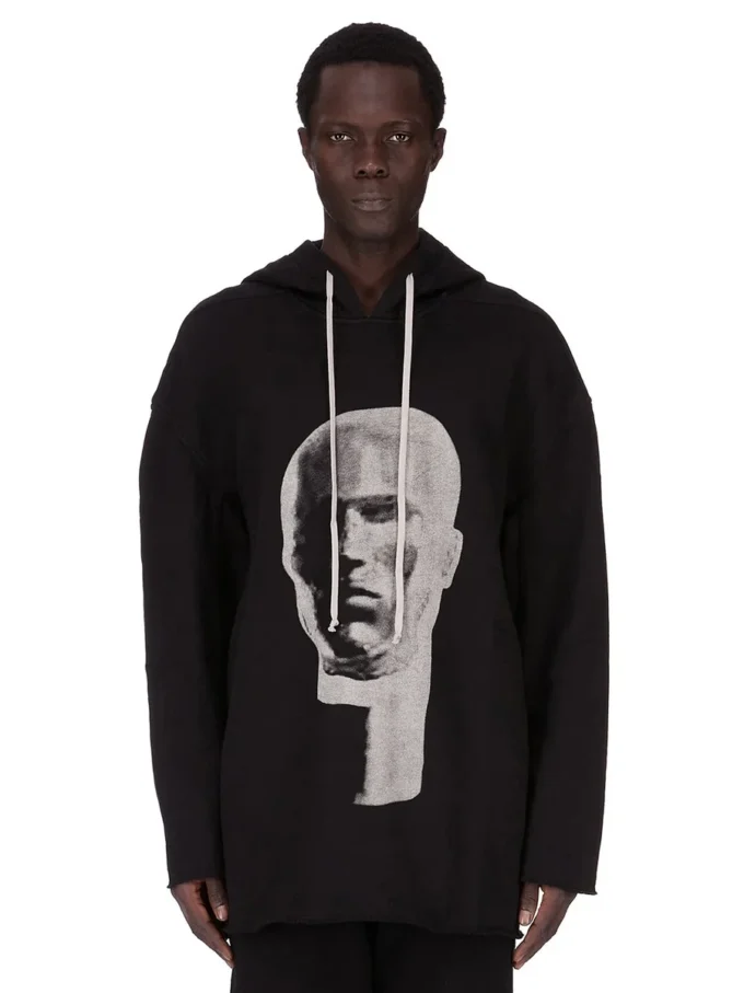 DRKSHDW FW25 CONCORDIANS PETER HOODIE NERO/PERLA FELPA PESANTE FURKA DU02E7280FEP1P-0908