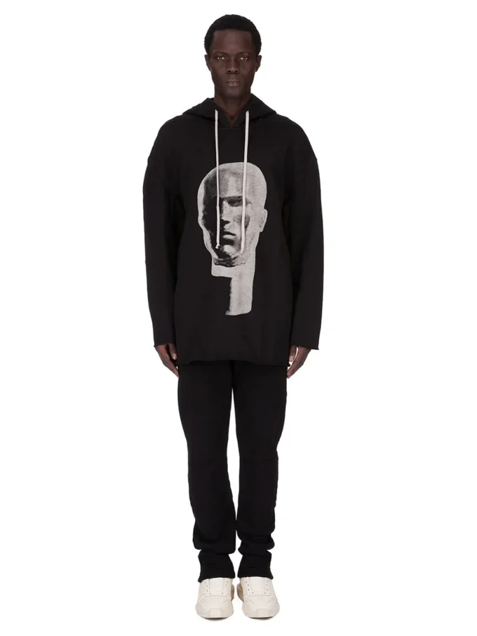 DRKSHDW FW25 CONCORDIANS PETER HOODIE NERO/PERLA FELPA PESANTE FURKA DU02E7280FEP1P-0908