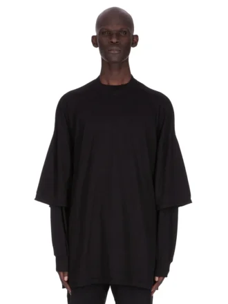 DRKSHDW FW25 CONCORDIANS TOMMY HUSTLER FELPA IN JERSEY DOPPIO SPAZZOLATO NERO DU02E7266JDB-09