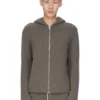 FELPA CON CAPPUCCIO E ZIP RICK OWENS PRE-COLLEZIONE CONCORDIANS FW25 IN MAGLIA DI CASHMERE DUST LAS PALMAS. RU02E1666KLWS-34