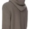 FELPA CON CAPPUCCIO E ZIP RICK OWENS PRE-COLLEZIONE CONCORDIANS FW25 IN MAGLIA DI CASHMERE DUST LAS PALMAS. RU02E1666KLWS-34