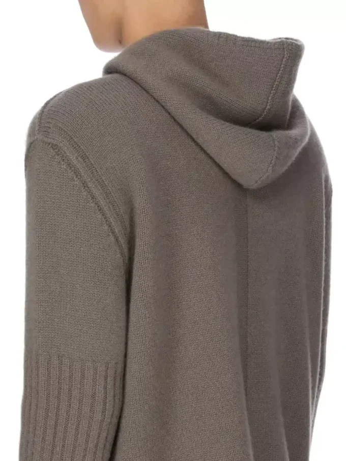 FELPA CON CAPPUCCIO E ZIP RICK OWENS PRE-COLLEZIONE CONCORDIANS FW25 IN MAGLIA DI CASHMERE DUST LAS PALMAS. RU02E1666KLWS-34