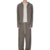 FELPA CON CAPPUCCIO E ZIP RICK OWENS PRE-COLLEZIONE CONCORDIANS FW25 IN MAGLIA DI CASHMERE DUST LAS PALMAS. RU02E1666KLWS-34