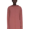 FELPA CON CAPPUCCIO OVERSIZE RICK OWENS FW25 CONCORDIANS IN MAGLIA RASATO LEGGERA ROSEWOOD. RP02E4613M-13