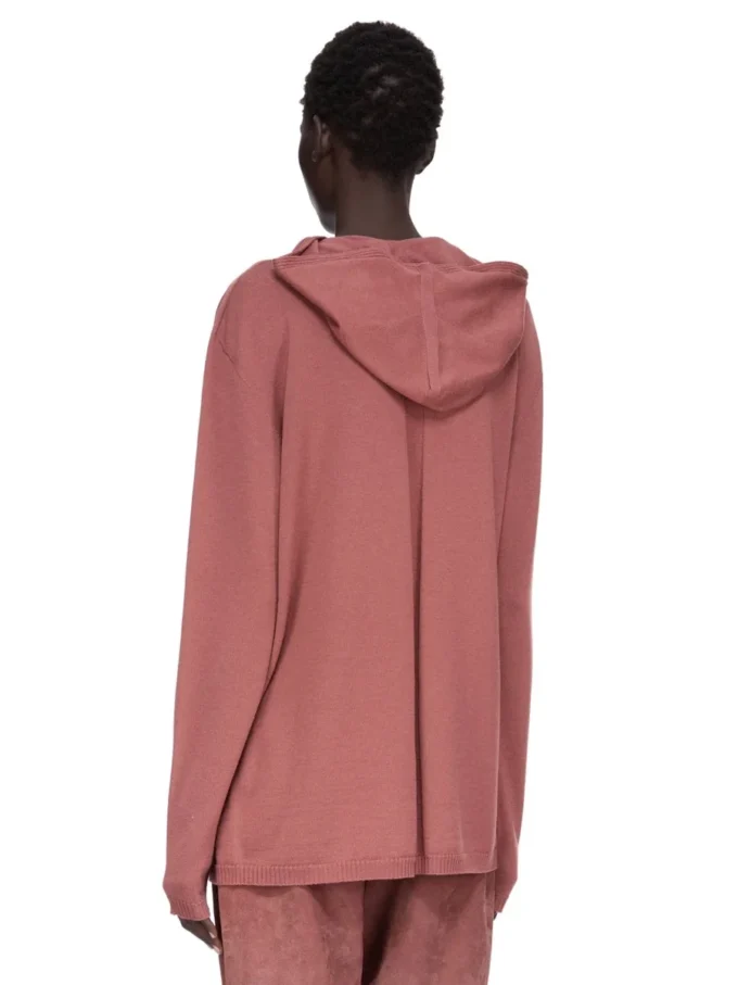 FELPA CON CAPPUCCIO OVERSIZE RICK OWENS FW25 CONCORDIANS IN MAGLIA RASATO LEGGERA ROSEWOOD. RP02E4613M-13