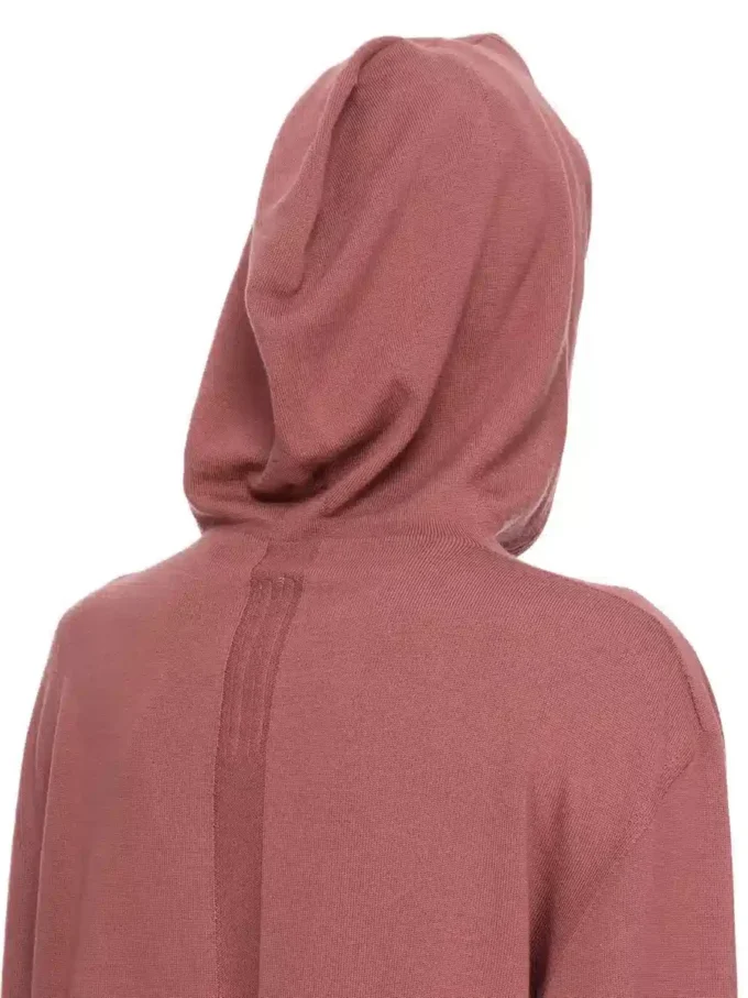 FELPA CON CAPPUCCIO OVERSIZE RICK OWENS FW25 CONCORDIANS IN MAGLIA RASATO LEGGERA ROSEWOOD. RP02E4613M-13