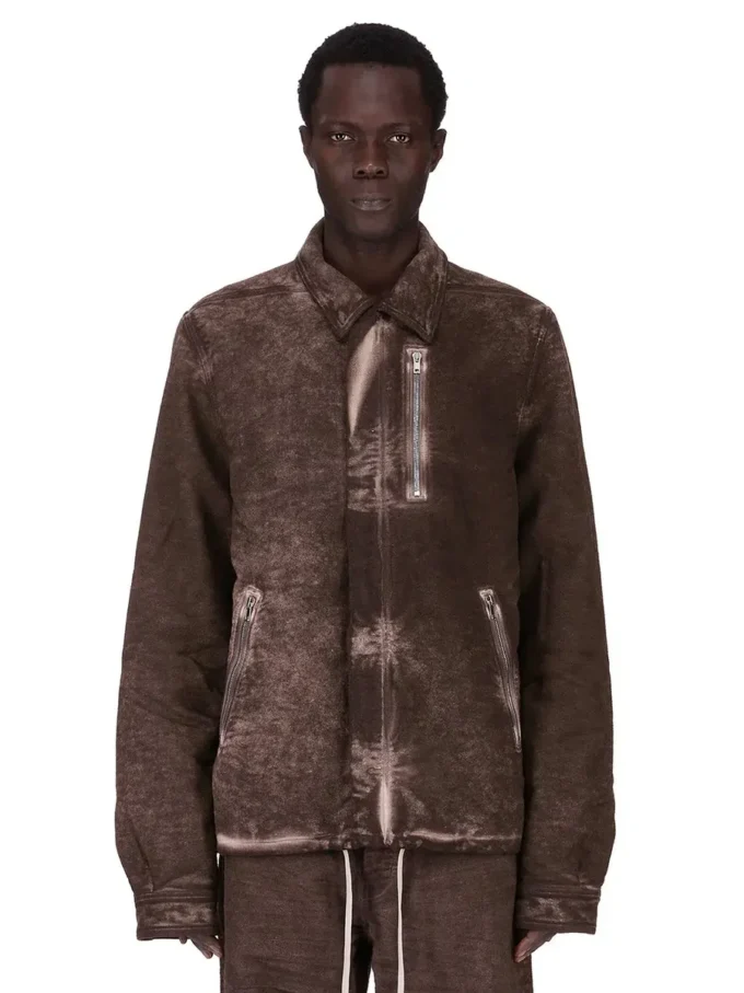 GIACCA CON ZIP FRONTALE NASCOSTA DRKSHDW FW25 CONCORDIANS IN COTONE SPAZZOLATO DRKDUST. DU02E7775BMO-78