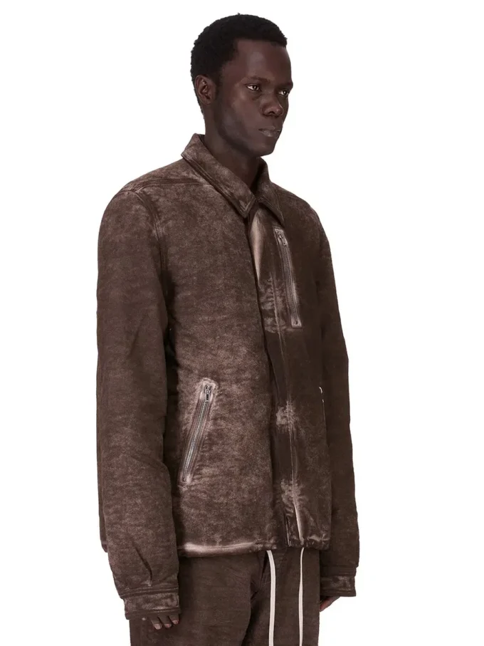GIACCA CON ZIP FRONTALE NASCOSTA DRKSHDW FW25 CONCORDIANS IN COTONE SPAZZOLATO DRKDUST. DU02E7775BMO-78
