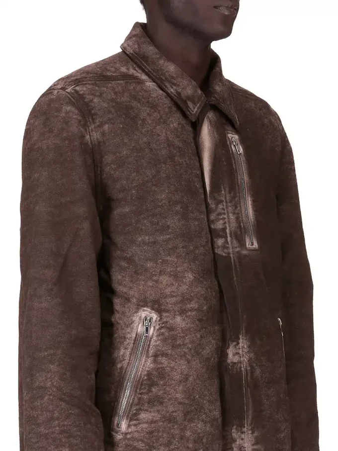GIACCA CON ZIP FRONTALE NASCOSTA DRKSHDW FW25 CONCORDIANS IN COTONE SPAZZOLATO DRKDUST. DU02E7775BMO-78