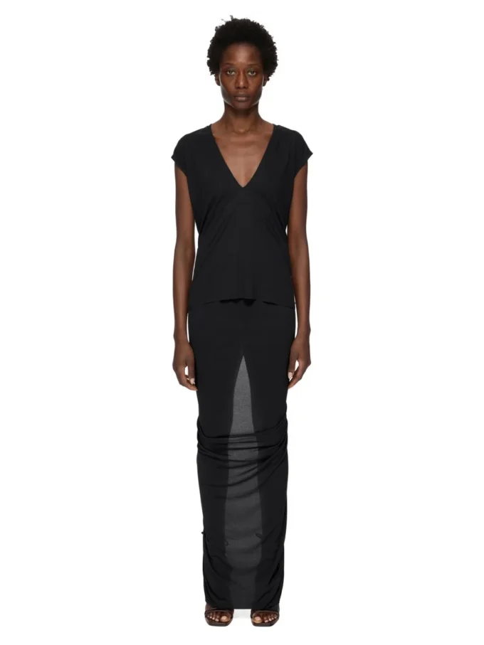 GONNA EVA CONCORDIANS LILIES FW25 DI RICK OWENS IN JERSEY DI VISCOSA NERA LI02E3316CVI-09