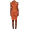 RICK OWENS FW25 CONCORDIANS ABITO AMIRA IN JERSEY DI VISCOSA SATINATA ARANCIONE. LI02E3526JVS-153