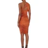 RICK OWENS FW25 CONCORDIANS ABITO AMIRA IN JERSEY DI VISCOSA SATINATA ARANCIONE. LI02E3526JVS-153