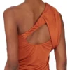 RICK OWENS FW25 CONCORDIANS ABITO AMIRA IN JERSEY DI VISCOSA SATINATA ARANCIONE. LI02E3526JVS-153