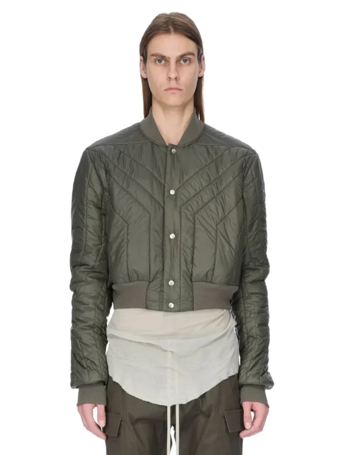 RICK OWENS FW25 CONCORDIANS GIACCA TRAPUNTATA IN NYLON LEGGERO BOSCO. RU02E1727NPT1-25