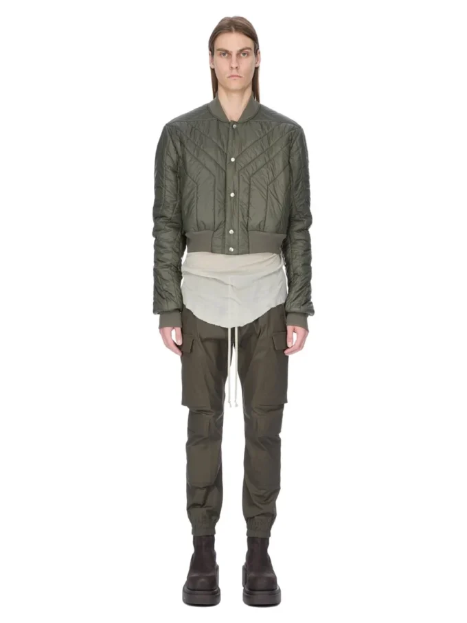 RICK OWENS FW25 CONCORDIANS GIACCA TRAPUNTATA IN NYLON LEGGERO BOSCO. RU02E1727NPT1-25