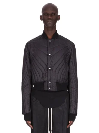 RICK OWENS FW25 CONCORDIANS GIACCA TRAPUNTATA IN NYLON LEGGERO NERO RU02E1727NPT1-09