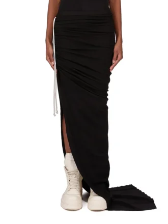 RICK OWENS FW25 CONCORDIANS GONNA EDFU IN JERSEY DOPPIO SPAZZOLATO NERO DS02E7337JDB-09