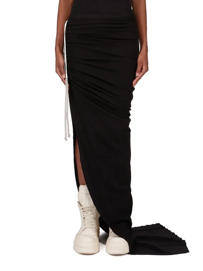 RICK OWENS FW25 CONCORDIANS GONNA EDFU IN JERSEY DOPPIO SPAZZOLATO NERO DS02E7337JDB-09