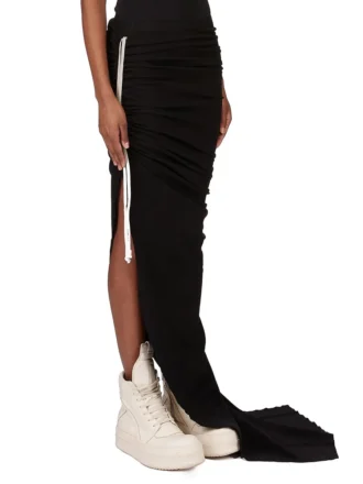 RICK OWENS FW25 CONCORDIANS GONNA EDFU IN JERSEY DOPPIO SPAZZOLATO NERO DS02E7337JDB-09