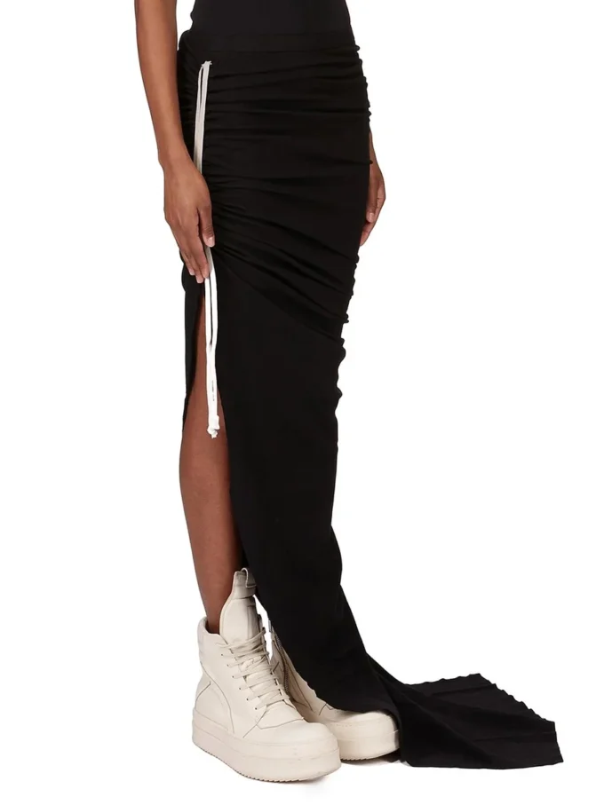 RICK OWENS FW25 CONCORDIANS GONNA EDFU IN JERSEY DOPPIO SPAZZOLATO NERO DS02E7337JDB-09