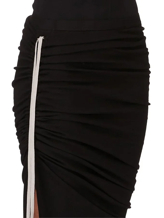RICK OWENS FW25 CONCORDIANS GONNA EDFU IN JERSEY DOPPIO SPAZZOLATO NERO DS02E7337JDB-09