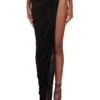RICK OWENS FW25 CONCORDIANS GONNA HYDRA IN JERSEY DI VISCOSA SATINATA NERA. LI02E3315JVS-09