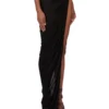 RICK OWENS FW25 CONCORDIANS GONNA HYDRA IN JERSEY DI VISCOSA SATINATA NERA. LI02E3315JVS-09