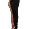 RICK OWENS FW25 CONCORDIANS GONNA HYDRA IN JERSEY DI VISCOSA SATINATA NERA. LI02E3315JVS-09