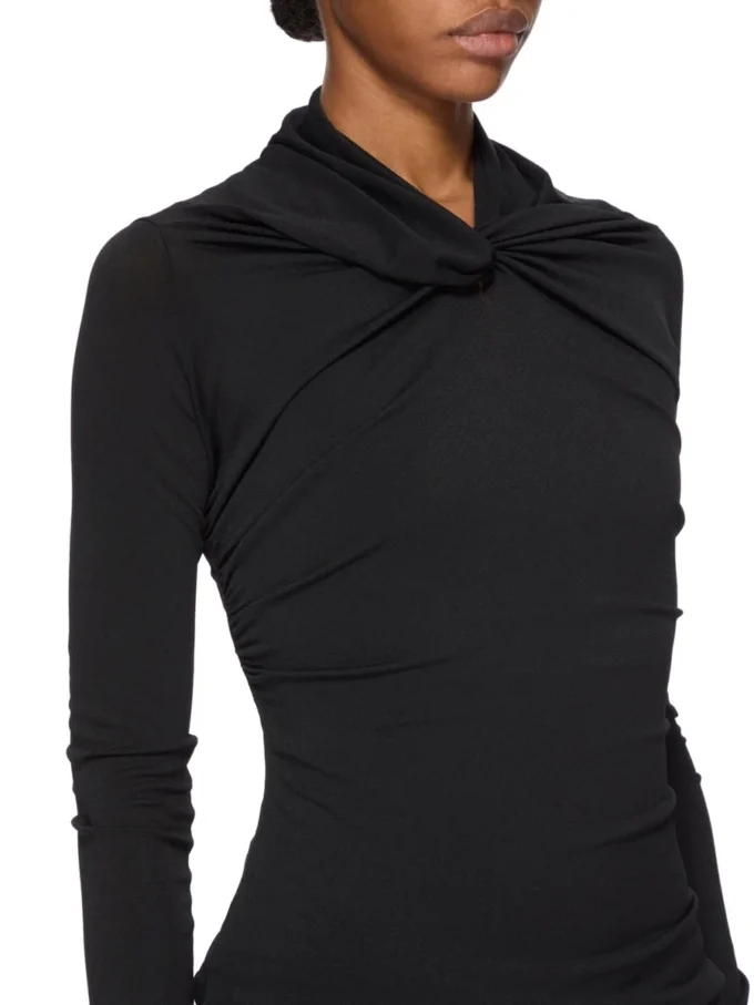 RICK OWENS FW25 CONCORDIANS KAIRO MAGLIA LS IN JERSEY DI VISCOSA NERA LI02E3212CVI-09