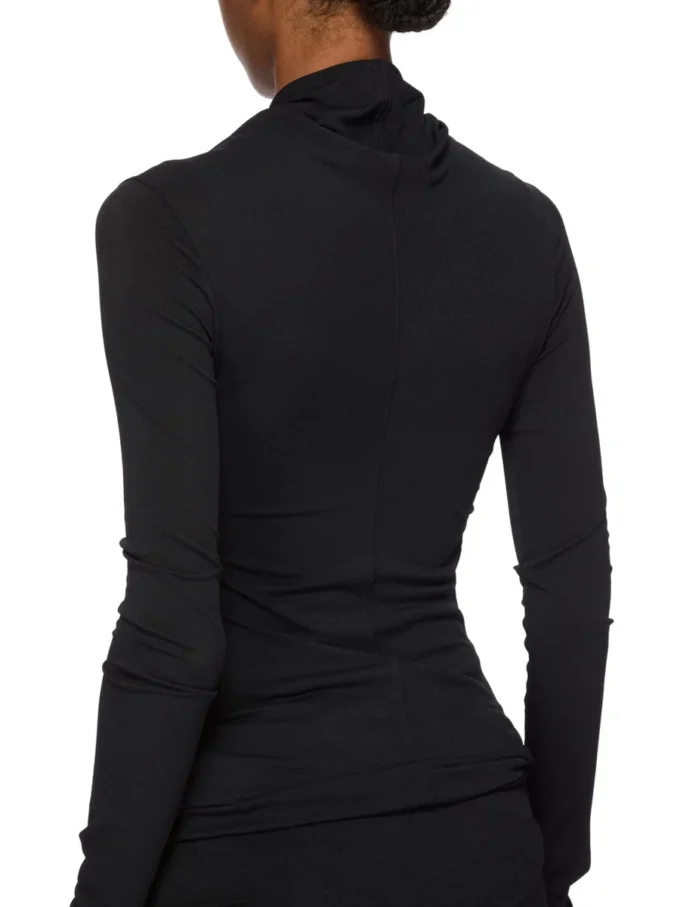 RICK OWENS FW25 CONCORDIANS KAIRO MAGLIA LS IN JERSEY DI VISCOSA NERA LI02E3212CVI-09