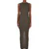 RICK OWENS FW25 CONCORDIANS TANK DRESS MOTIVO IN MAGLIA RASATO LEGGERA BOSCO RP02E4676MLK-25