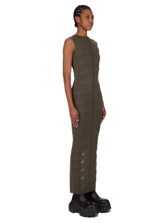 RICK OWENS FW25 CONCORDIANS TANK DRESS MOTIVO IN MAGLIA RASATO LEGGERA BOSCO RP02E4676MLK-25