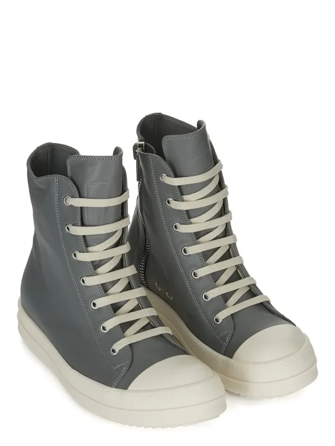 SNEAKERS RICK OWENS FW25 CONCORDIANS IN PELLE DI MUCCA PIENO FIORE LAVATA INDACO/LATTE/LATTE RP02E4890LCO-0611