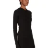 T-shirt a maniche lunghe con cappuccio e costine RICK OWENS FW25 CONCORDIANS in jersey a costine RAININO nero. RP02E4210RJR-09