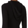 T-shirt a maniche lunghe con cappuccio e costine RICK OWENS FW25 CONCORDIANS in jersey a costine RAININO nero. RP02E4210RJR-09